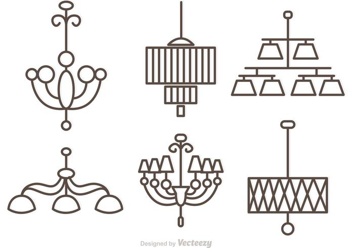 Modern Crystal Chandelier Outlne Vectors