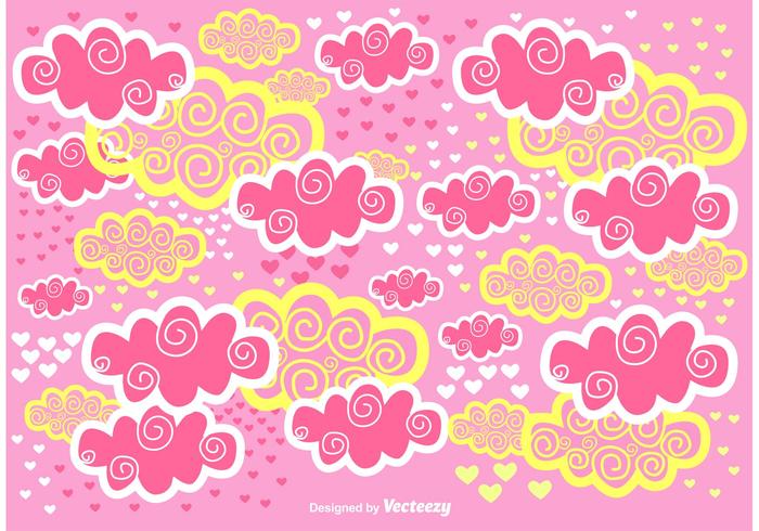 Scrapbook Rosa Nubes Vector de fondo