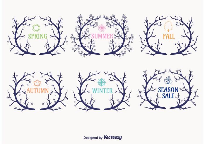 Seasonal Wreaths Branch Vectors