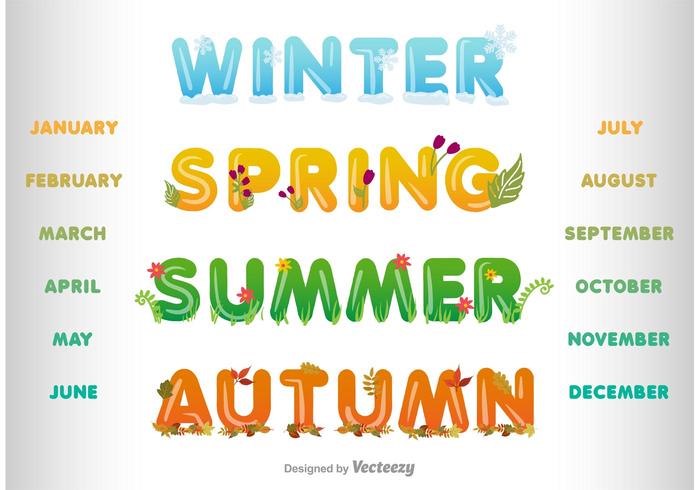 Vector Winter, Spring, Summer and Autumn Headlines