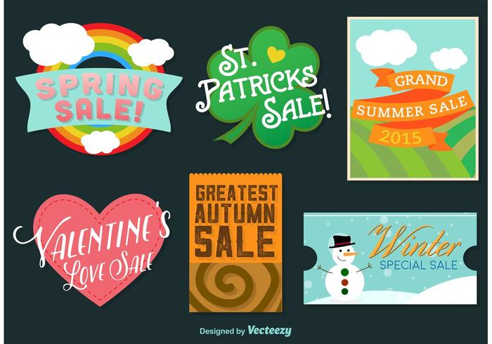 Seasonal and Holidays Illustrated Vector Badges Seasonal and Holidays Illustrated Vector Badges