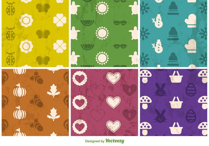 Seasonal Grunge Textured Vector Backgrounds Seasonal Grunge Textured Vector Backgrounds