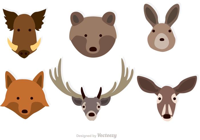 Forest Animals Faces Vectors