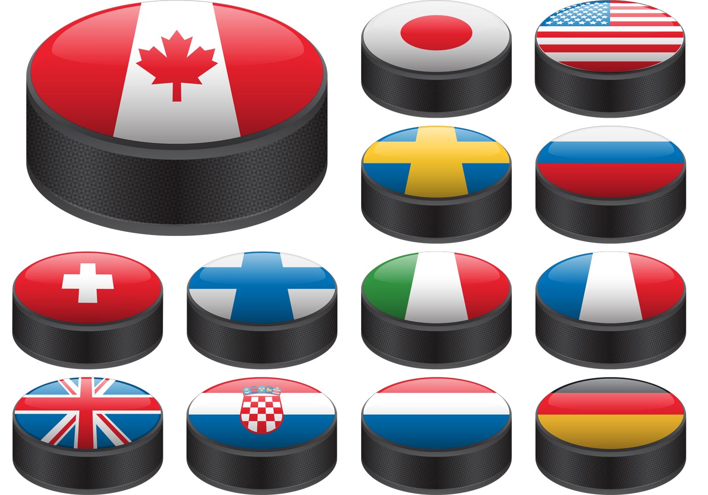 Download Hockey Puck Vectors with Flags - Download Free Vectors ...