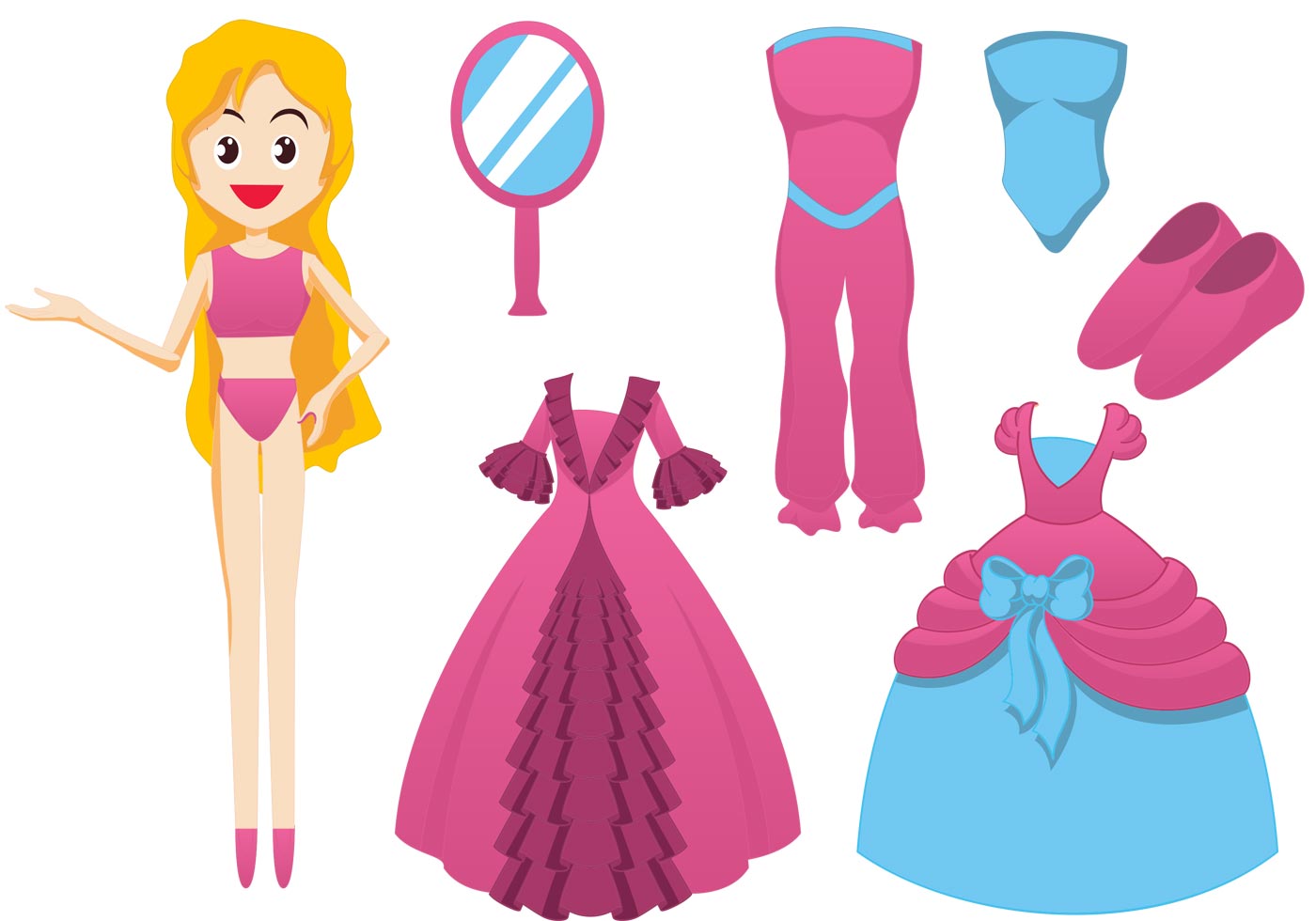 Barbie Doll Vector Elements - Download Free Vector Art, Stock Graphics