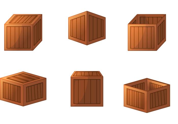 Vectores de cajas de madera 3D