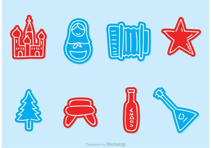 Iconos De Vector De Ruso Doodle