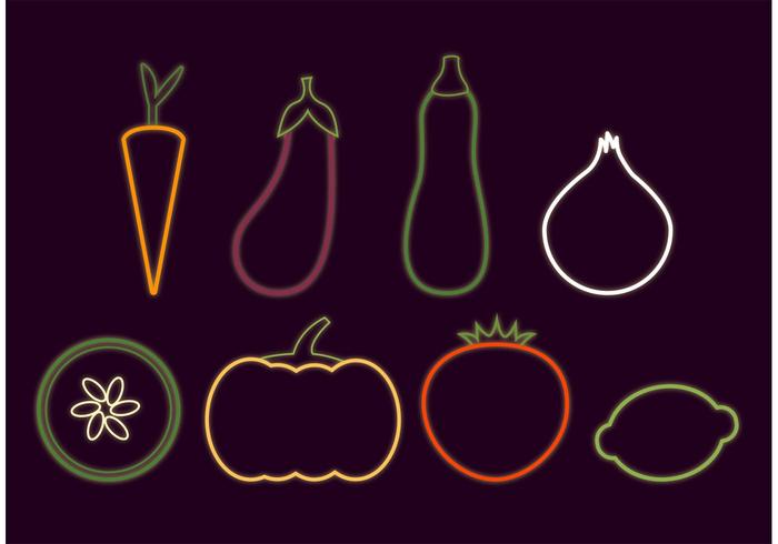 Neon Glowing Veggie Vectors