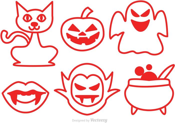 Red Halloween Vector Icons