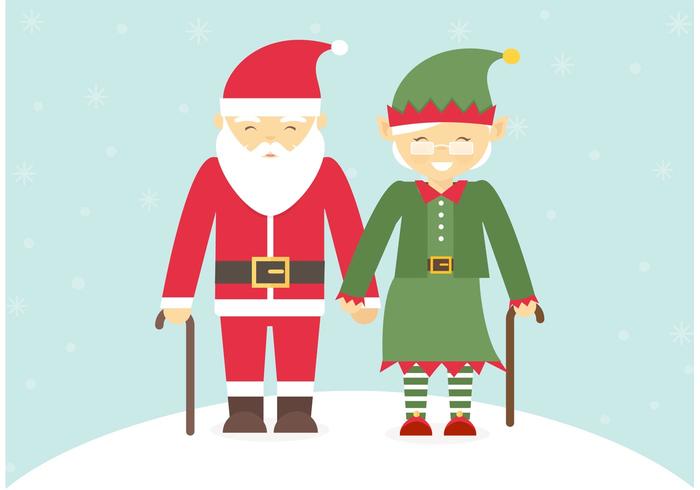 Senior Couple Dressed In Christmas Costumes Vector