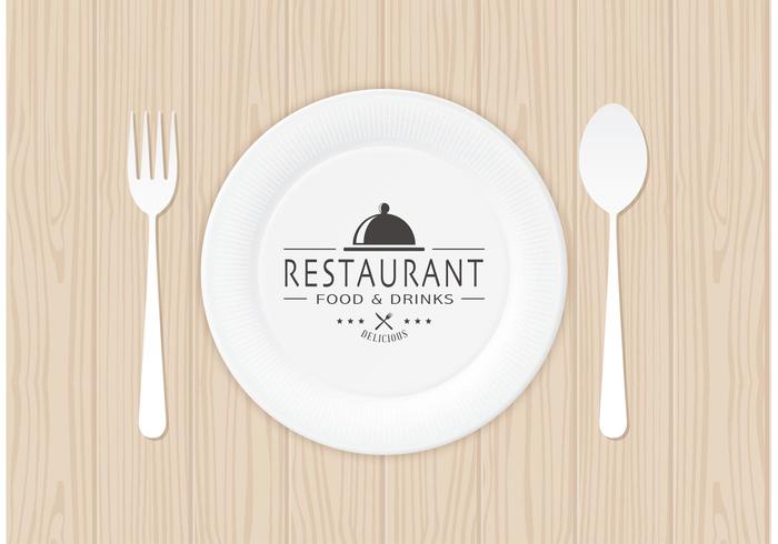 Restaurant Logo On Paper Plate Vector