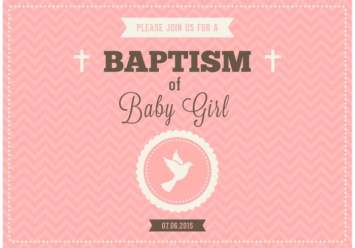 Baby Girl Baptism Vector Invitation