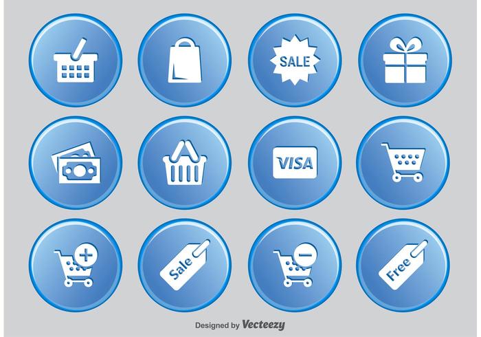 Shopping Button Icon Set vector