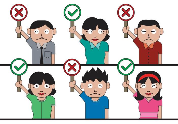 Vector People with Correct Incorrect Signs
