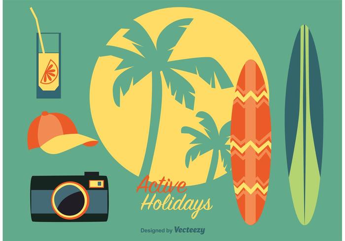 Tropical Beach Summer Icons vector