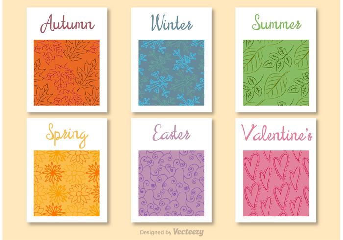 Estaciones del año tarjetas decorativas vector