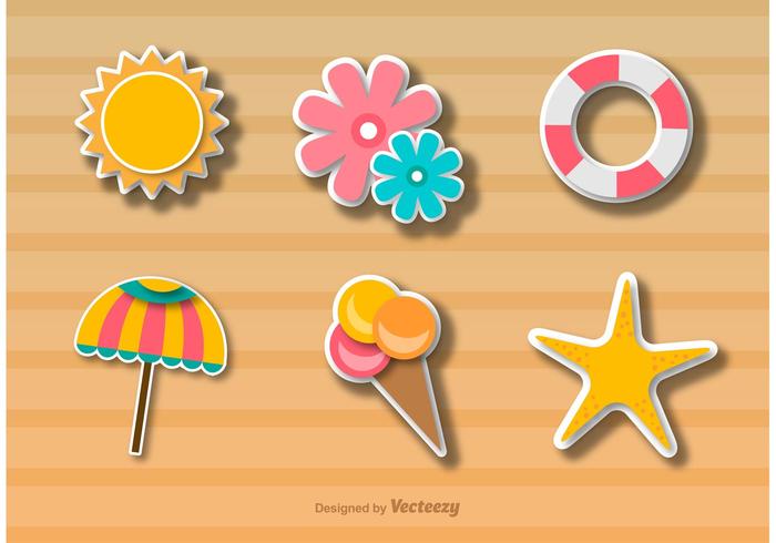 Estilo de tiempo de playa iconos etiqueta vector