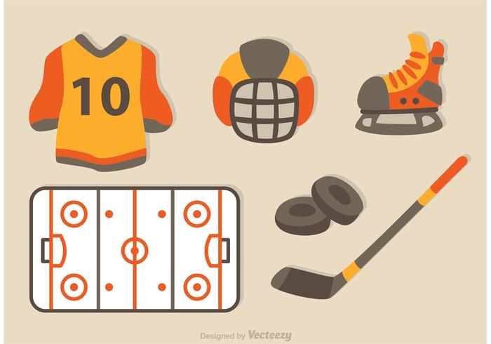 Iconos planos de hockey vector