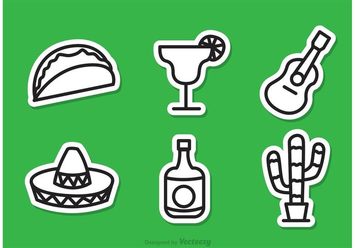 Mexcican Outline Icons vector