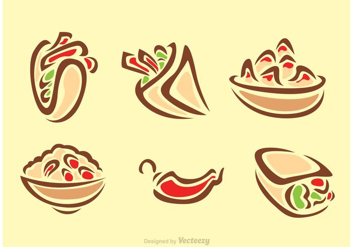 Stylish Mexican Food Icons Stylish Mexican Food Icons