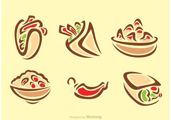 Iconos de comida mexicana con estilo vector