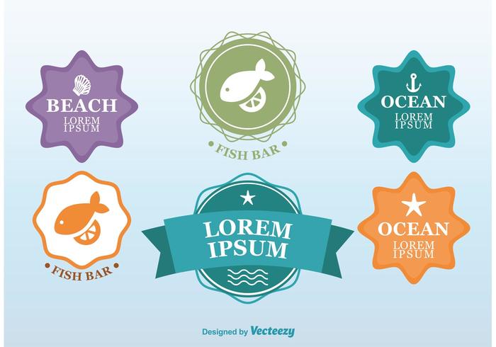 Beach Time Seafood Badges vector