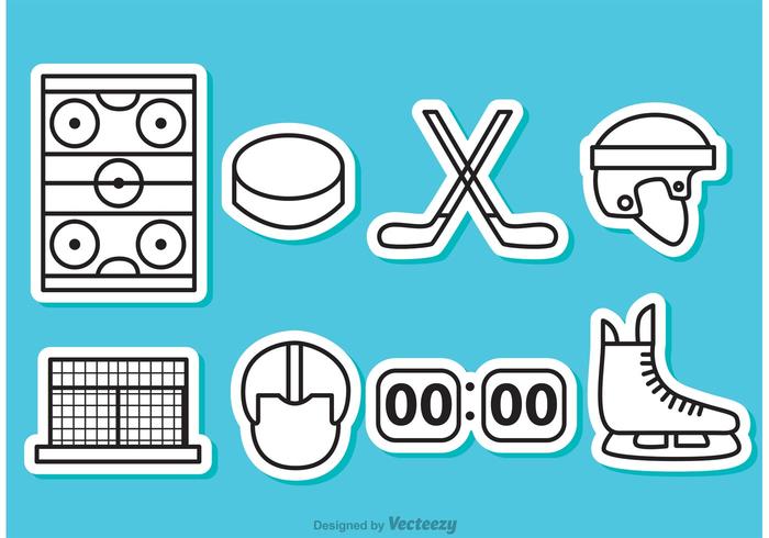 Iconos del esquema del hockey vector