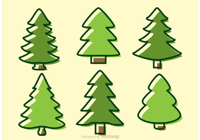 Cedar Trees Cartoon Vectors