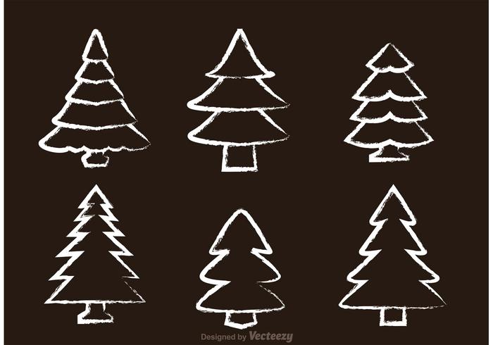 Chalk Drawn Cedar Tree Vectors