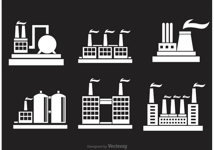 Industrial Bulding Factory Icons vector