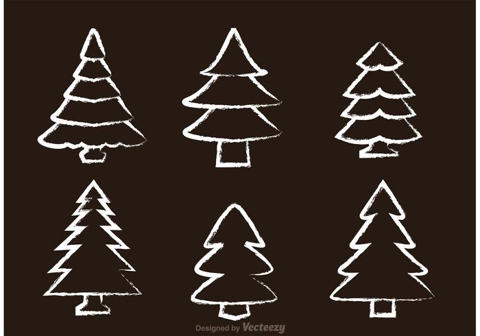 Chalk Drawn Cedar Tree Vectors Chalk Drawn Cedar Tree Vectors