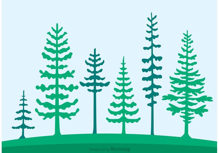 Cedar Trees Silhouette Vector