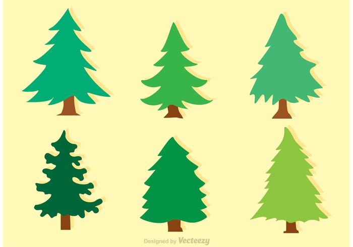 Flat Cedar Trees Vectors