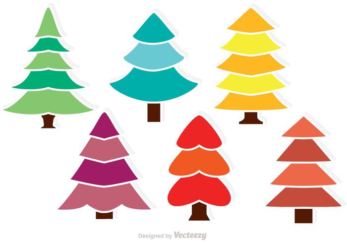 Colorful Cedar Trees Vectors