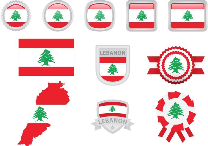 Lebanon Flag Vector Elements