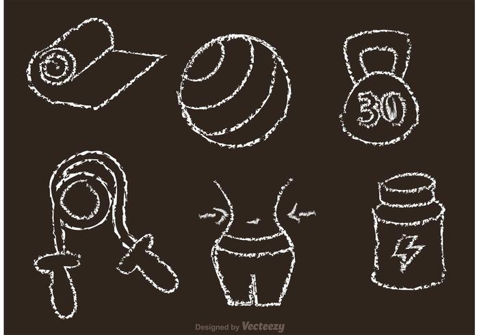 Chalk Drawn Fitness Vector Icons