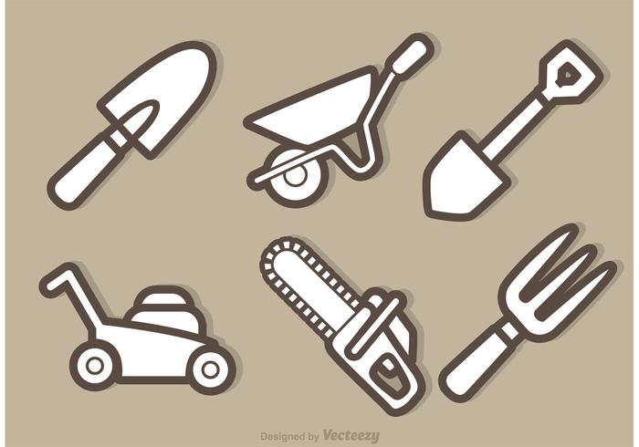 Vector Garden Equipment Outline Icons
