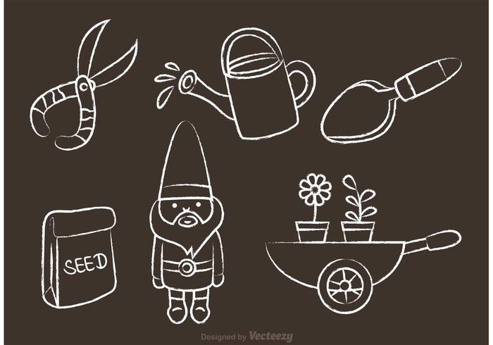 Chalk Drawn Gardening Vector Icons Chalk Drawn Gardening Vector Icons