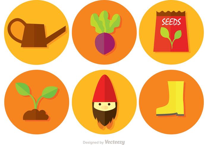 Jardinería circulares iconos vectoriales vector