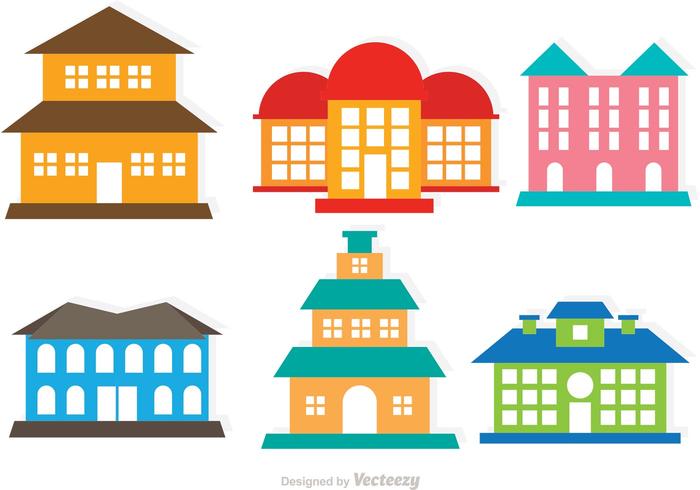 Flat Colorful Vector Mansion Set