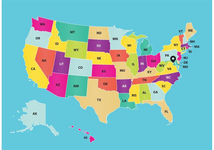 Striped US Map Vector