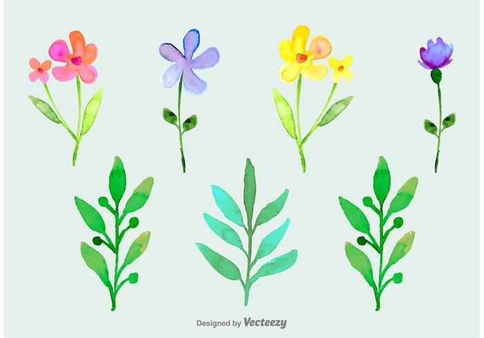 Watercolored Ornamental Flowers vector