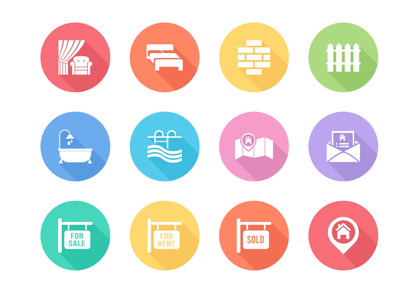 Download Free Flat Real Estate Vector Icons 91437 - Download Free ...