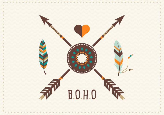 Libre Boho Plumas Con Arrows Vector Art