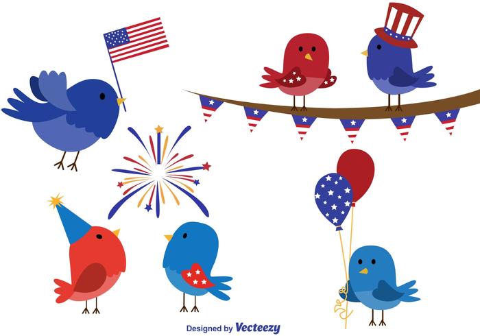 4th of July Bird Cartoon vector