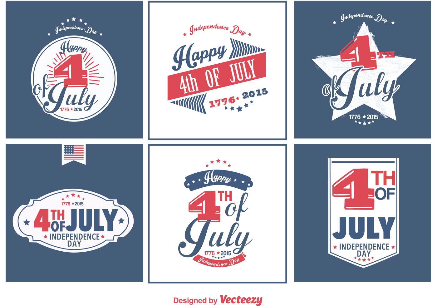 Download Happy 4th of July badges 91498 Vector Art at Vecteezy