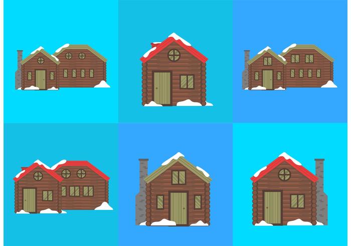 Log Cabin Snow Vectors