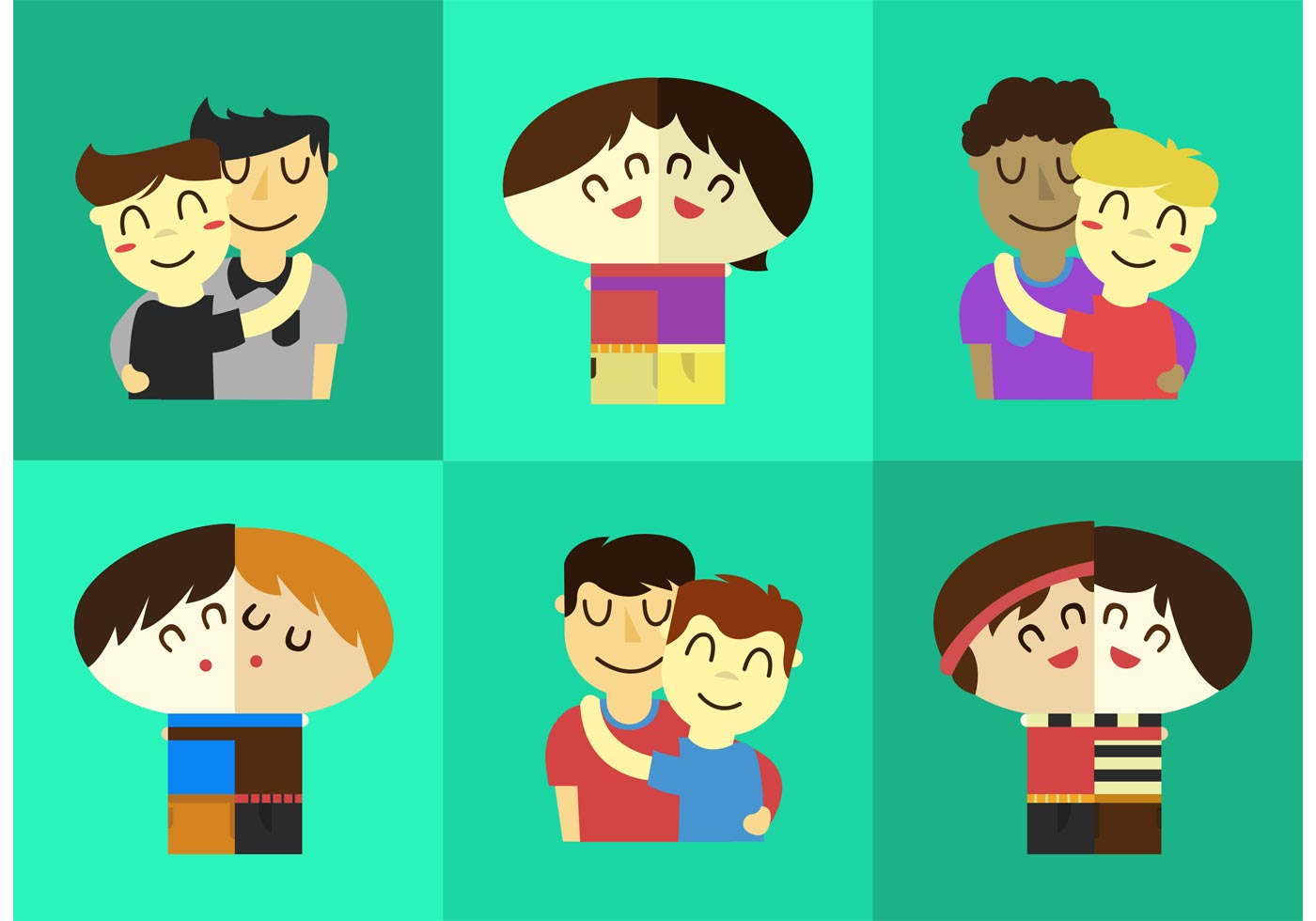 Download Vector Friends Hugging - Download Free Vector Art, Stock ...