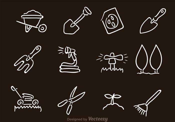 Vector Gardening Equipment Icons Vector Gardening Equipment Icons