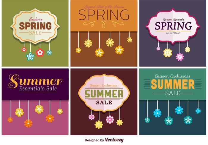 Spring and Summer Sale Signs vector